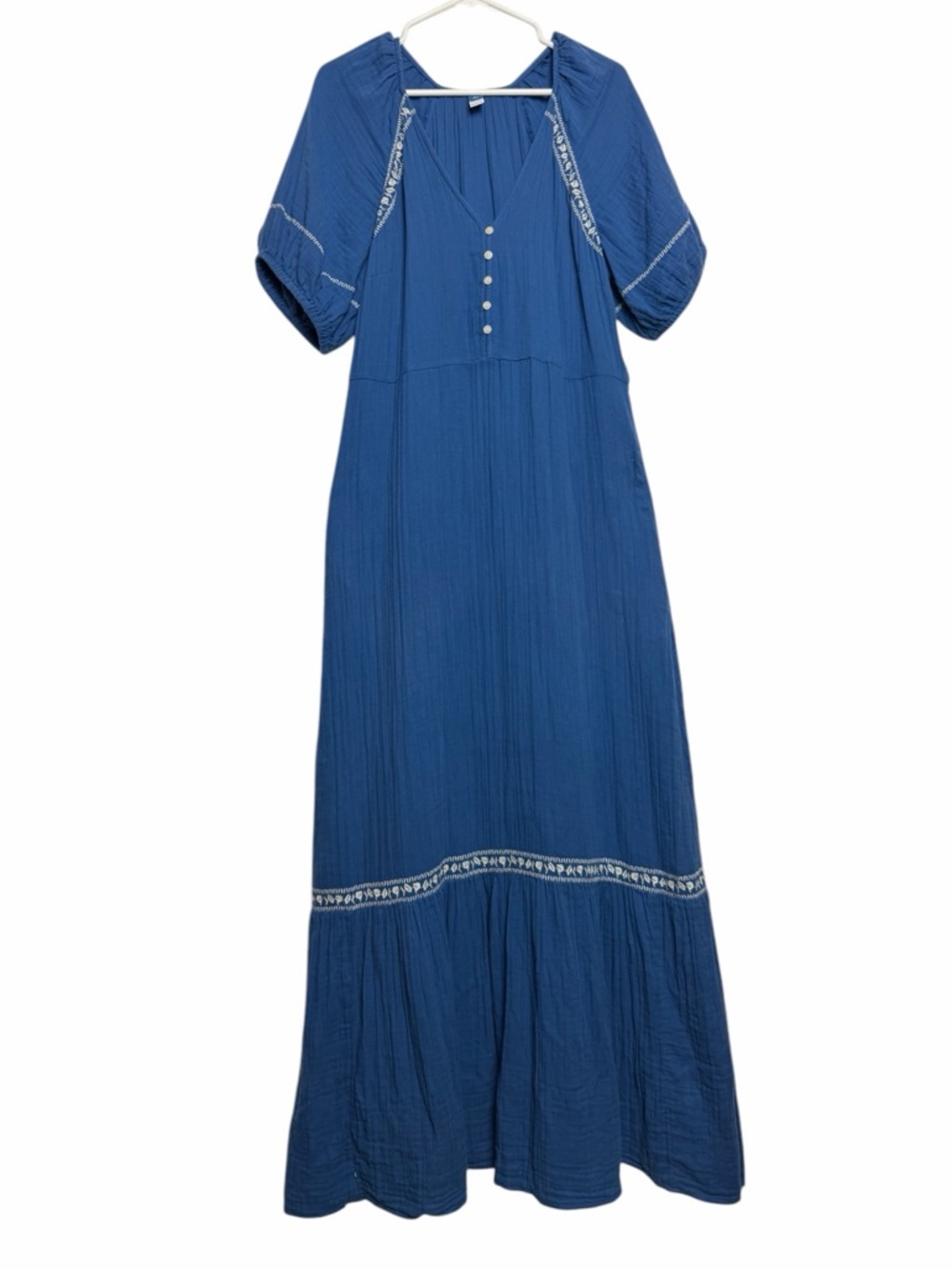 Old Navy Crinkle Crepe Maxi Swing Dress Blue Medium Tall - Picture 2 of 11